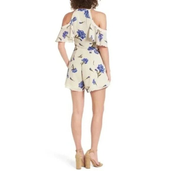 REVOLVE Privacy Please Leon Romper Floral Cold Shoulder Cream Purple Size Small - Picture 16 of 16